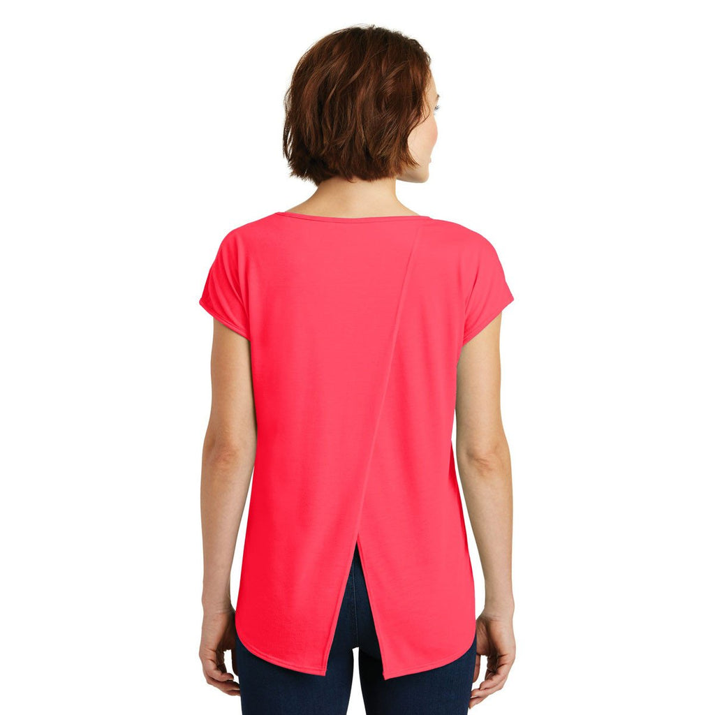 District Women's Hot Coral Drapey Cross-Back Tee