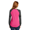 District Women's Heathered Dark Fuchsia/Heathered Charcoal/Black Game Long Sleeve V-Neck Tee