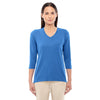 Devon & Jones Women's French Blue Perfect Fit Bracelet Length V-Neck Top