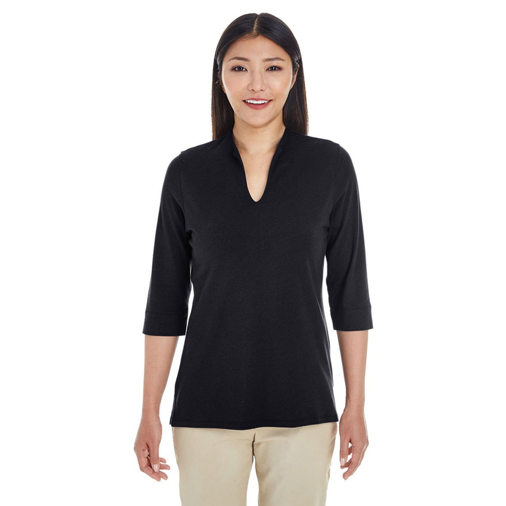 Devon & Jones Women's Black Perfect Fit Tailored Open Neckline Top