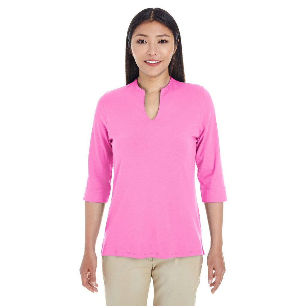 Devon & Jones Women's Charity Pink Perfect Fit Tailored Open Neckline Top