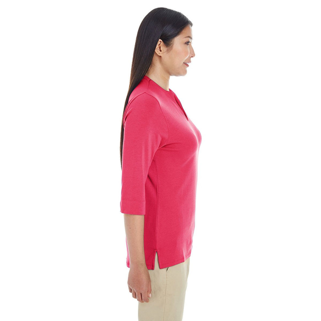 Devon & Jones Women's Red Perfect Fit Tailored Open Neckline Top