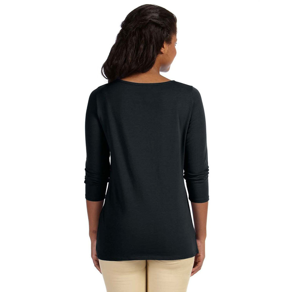 Devon & Jones Women's Black Perfect Fit Ballet Bracelet-Length Knit Top