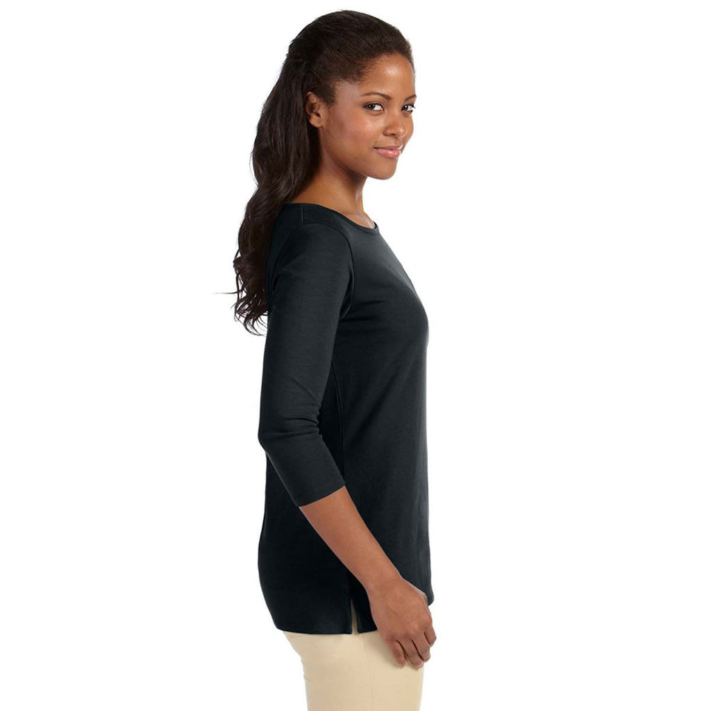 Devon & Jones Women's Black Perfect Fit Ballet Bracelet-Length Knit Top