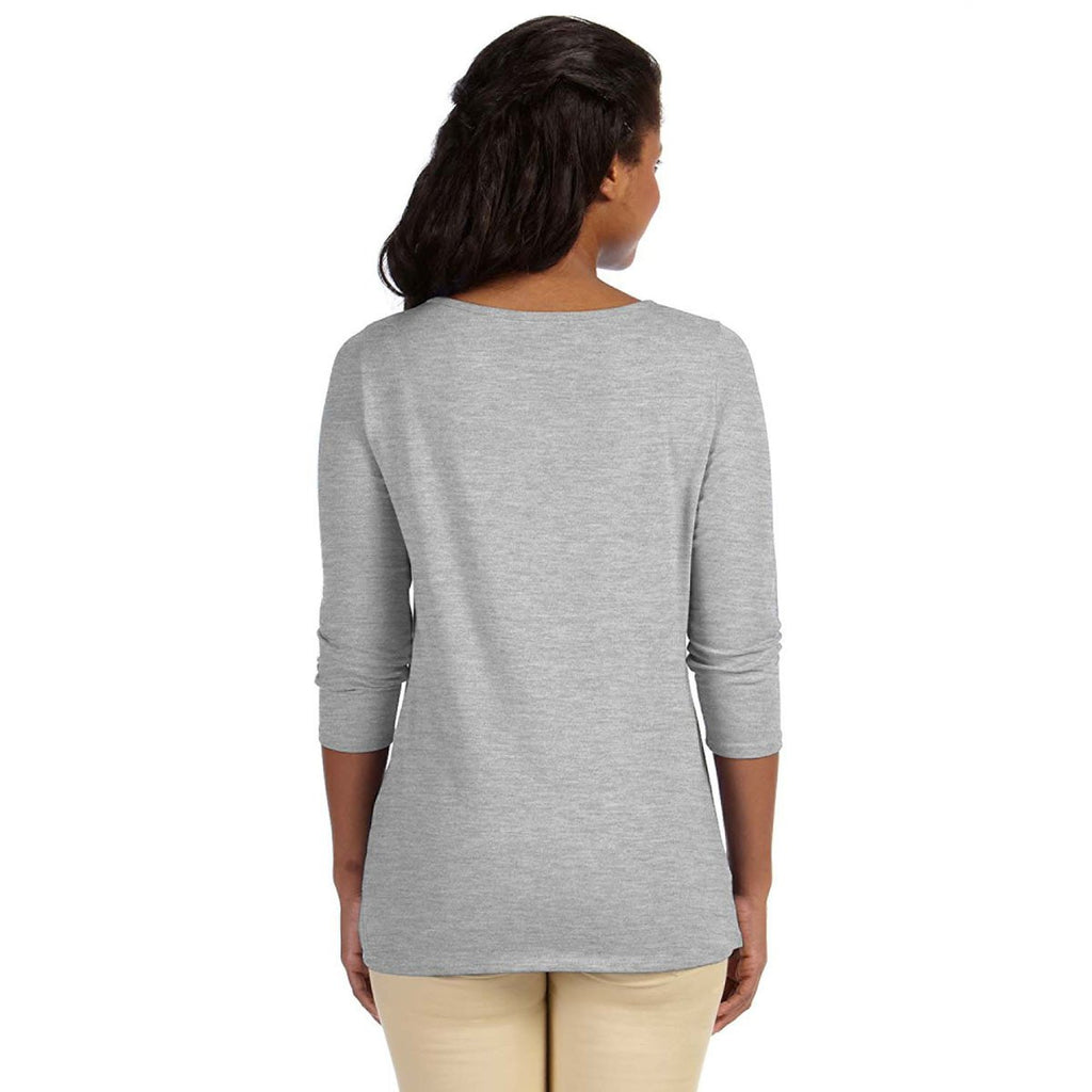 Devon & Jones Women's Grey Heather Perfect Fit Ballet Bracelet-Length Knit Top