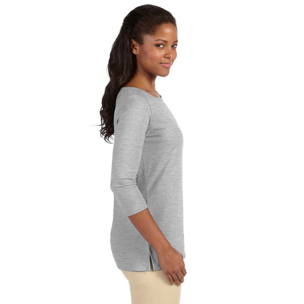 Devon & Jones Women's Grey Heather Perfect Fit Ballet Bracelet-Length Knit Top
