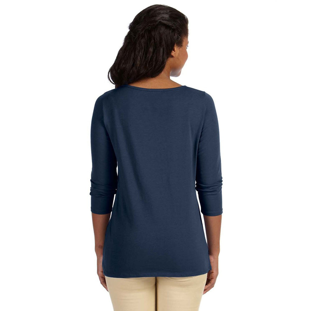 Devon & Jones Women's Navy Perfect Fit Ballet Bracelet-Length Knit Top
