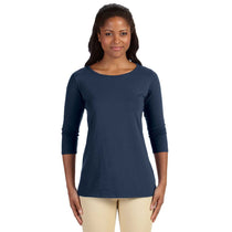 Devon & Jones Women's Navy Perfect Fit Ballet Bracelet-Length Knit Top