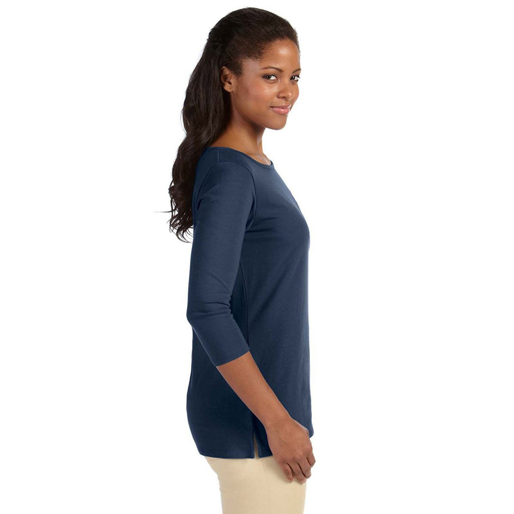 Devon & Jones Women's Navy Perfect Fit Ballet Bracelet-Length Knit Top