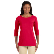 Devon & Jones Women's Red Perfect Fit Ballet Bracelet-Length Knit Top