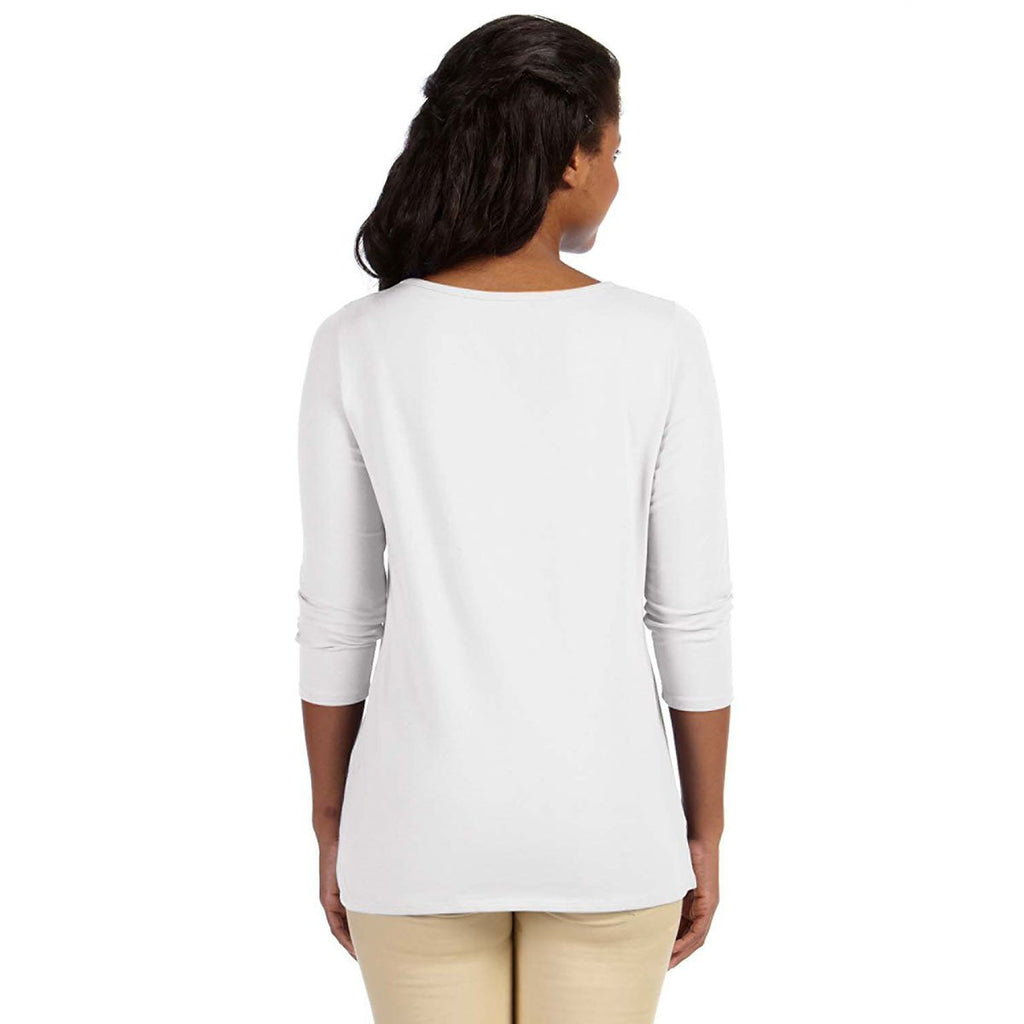 Devon & Jones Women's White Perfect Fit Ballet Bracelet-Length Knit Top