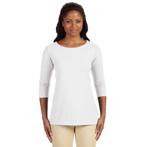 Devon & Jones Women's White Perfect Fit Ballet Bracelet-Length Knit Top