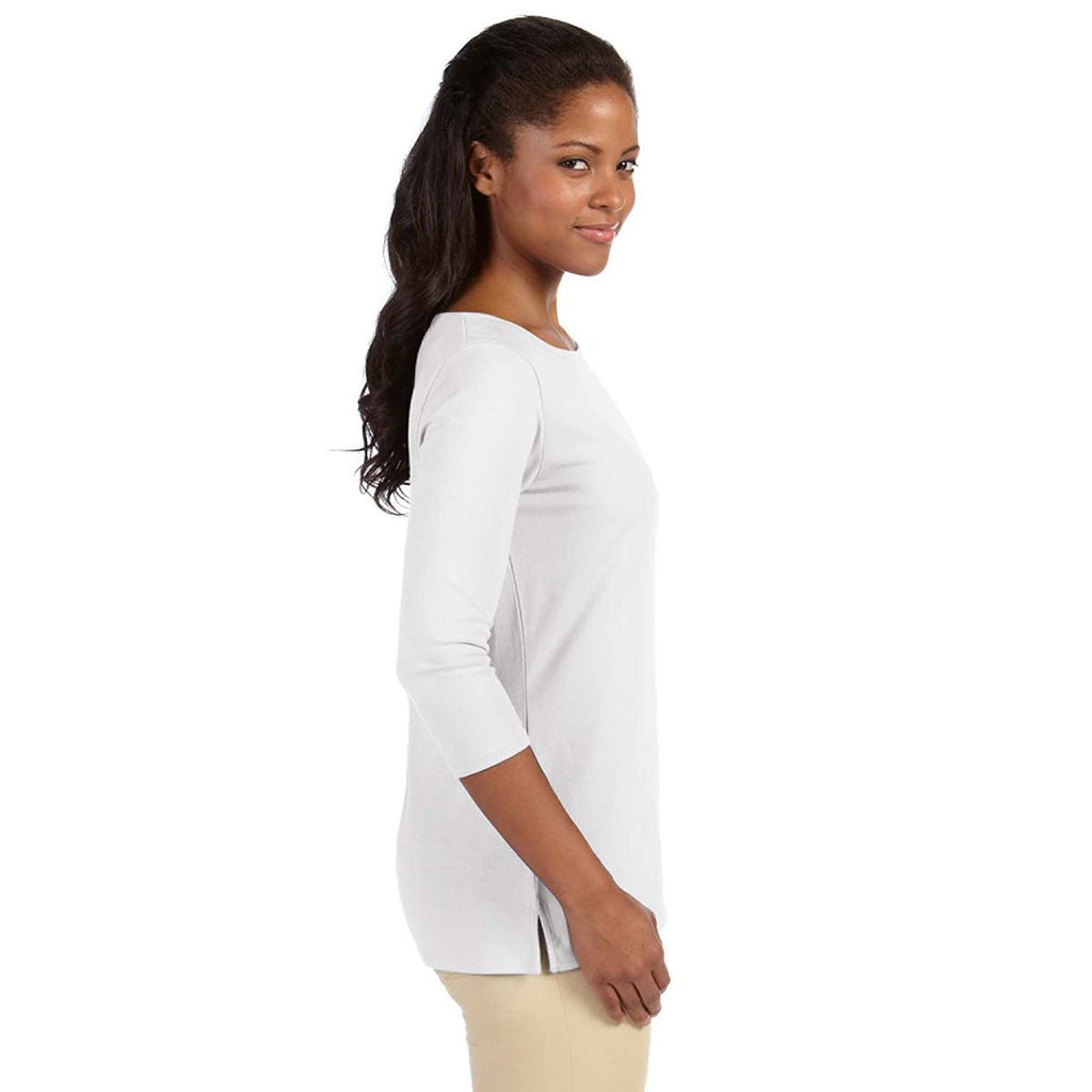 Devon & Jones Women's White Perfect Fit Ballet Bracelet-Length Knit Top