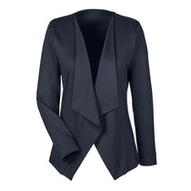 Devon & Jones Women's Black Perfect Fit Draped Open Blazer