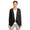 Devon & Jones Women's Black Perfect Fit Draped Open Blazer