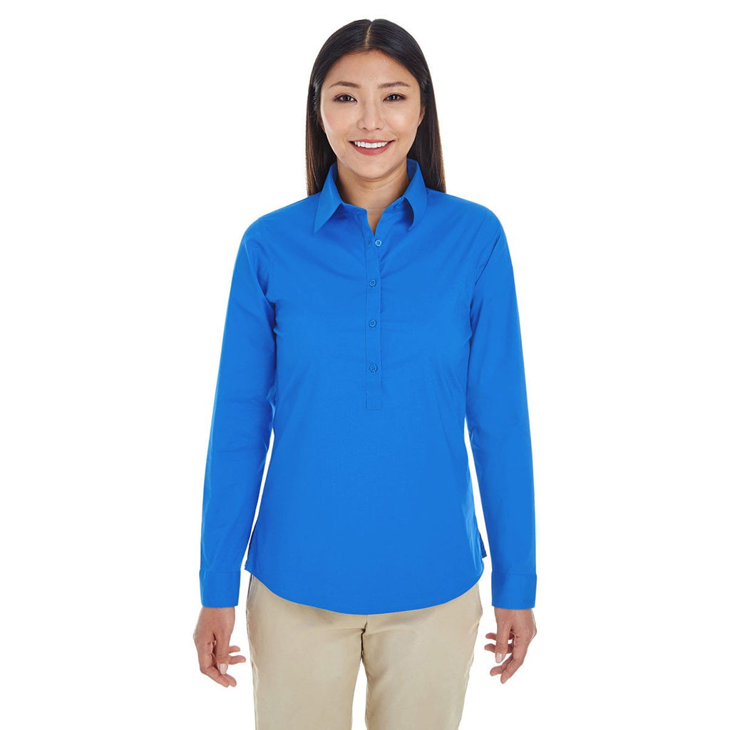 Devon & Jones Women's French Blue Perfect Fit Half-placket Tunic Top