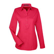 Devon & Jones Women's Red Perfect Fit Half-placket Tunic Top