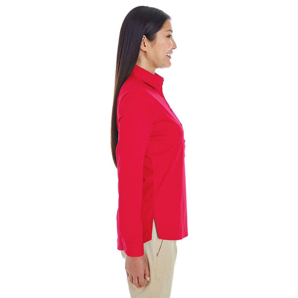 Devon & Jones Women's Red Perfect Fit Half-placket Tunic Top