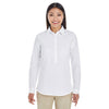 Devon & Jones Women's White Perfect Fit Half-placket Tunic Top