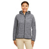 Devon & Jones Women's Dark Grey Heather Perfect Fit Melange Velvet Fleece Hooded Full-Zip