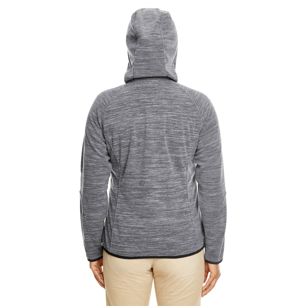 Devon & Jones Women's Dark Grey Heather Perfect Fit Melange Velvet Fleece Hooded Full-Zip