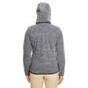 Devon & Jones Women's Dark Grey Heather Perfect Fit Melange Velvet Fleece Hooded Full-Zip