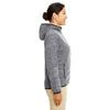 Devon & Jones Women's Dark Grey Heather Perfect Fit Melange Velvet Fleece Hooded Full-Zip