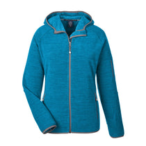 Devon & Jones Women's Dark Teal Heather Perfect Fit Melange Velvet Fleece Hooded Full-Zip