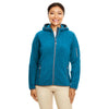 Devon & Jones Women's Dark Teal Heather Perfect Fit Melange Velvet Fleece Hooded Full-Zip