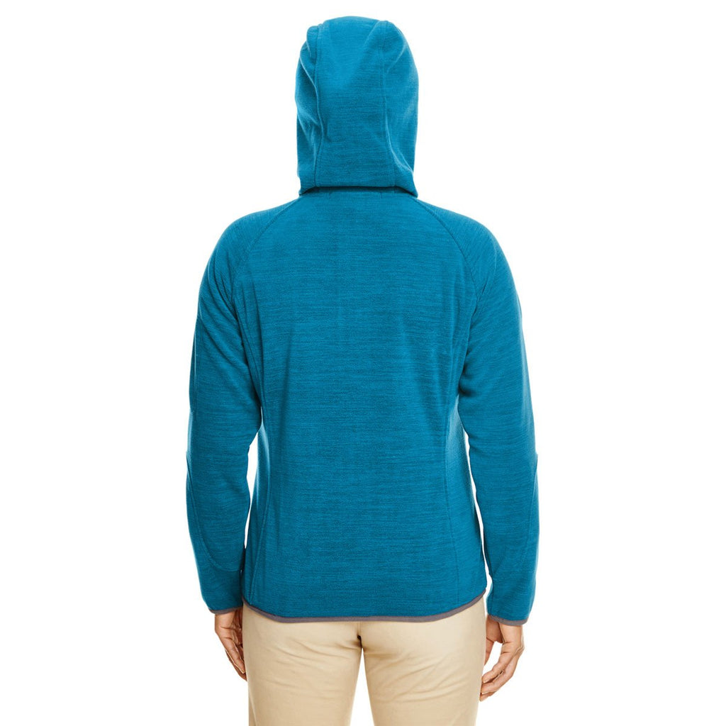 Devon & Jones Women's Dark Teal Heather Perfect Fit Melange Velvet Fleece Hooded Full-Zip