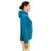 Devon & Jones Women's Dark Teal Heather Perfect Fit Melange Velvet Fleece Hooded Full-Zip