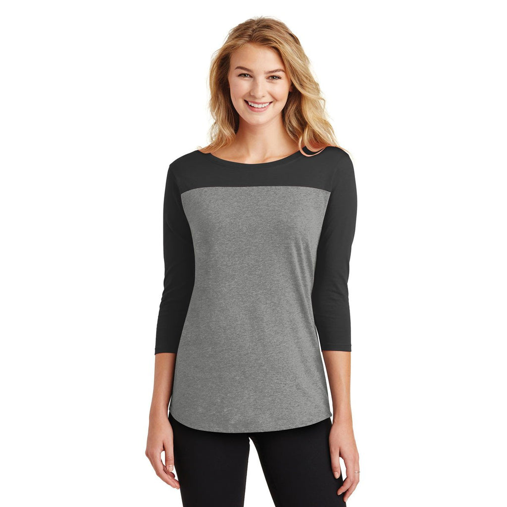 District Women's Black/Grey Frost Rally 3/4-Sleeve Tee