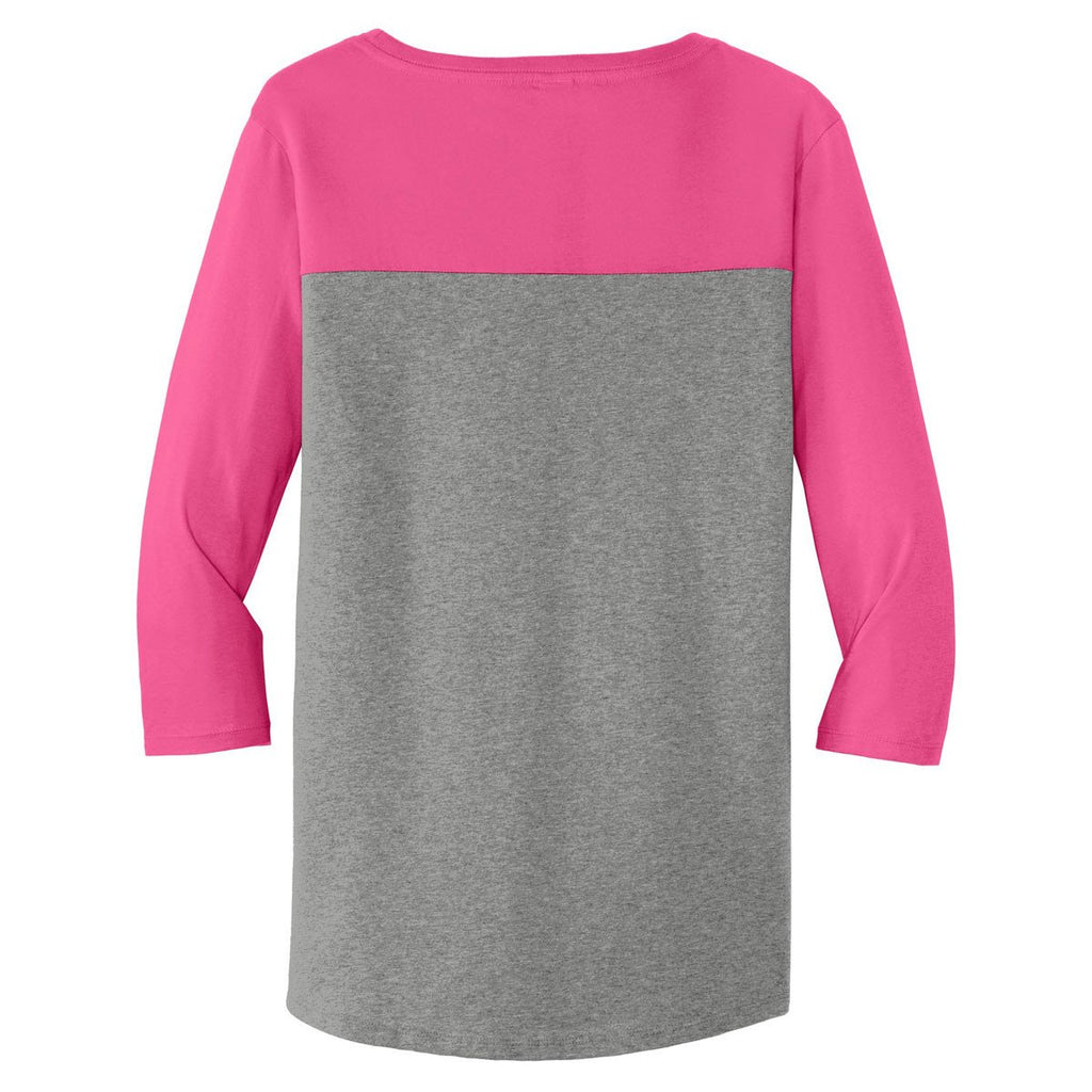 District Women's Dark Fuchsia/Grey Frost Rally 3/4-Sleeve Tee