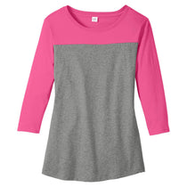 District Women's Dark Fuchsia/Grey Frost Rally 3/4-Sleeve Tee