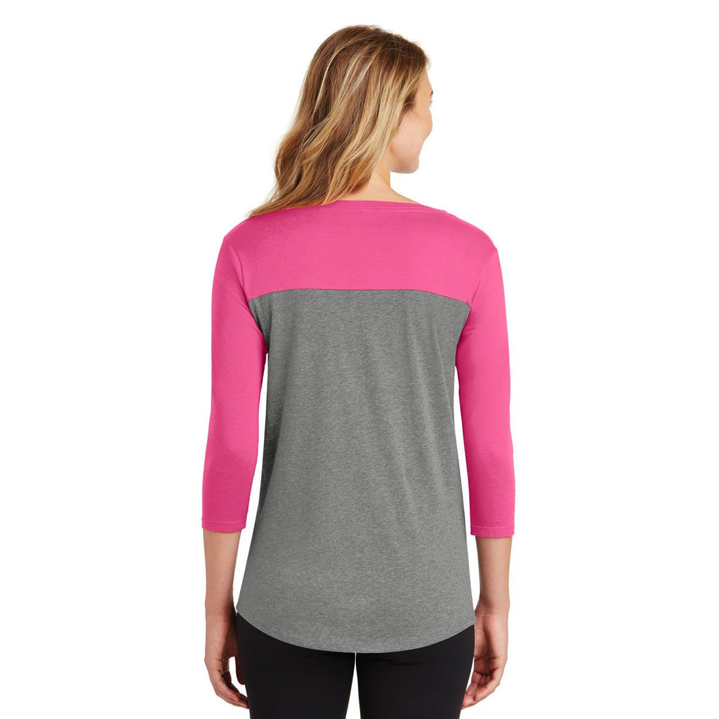 District Women's Dark Fuchsia/Grey Frost Rally 3/4-Sleeve Tee