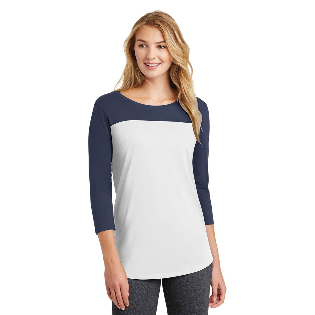 District Women's Deep Royal/Black Rally 3/4-Sleeve Tee