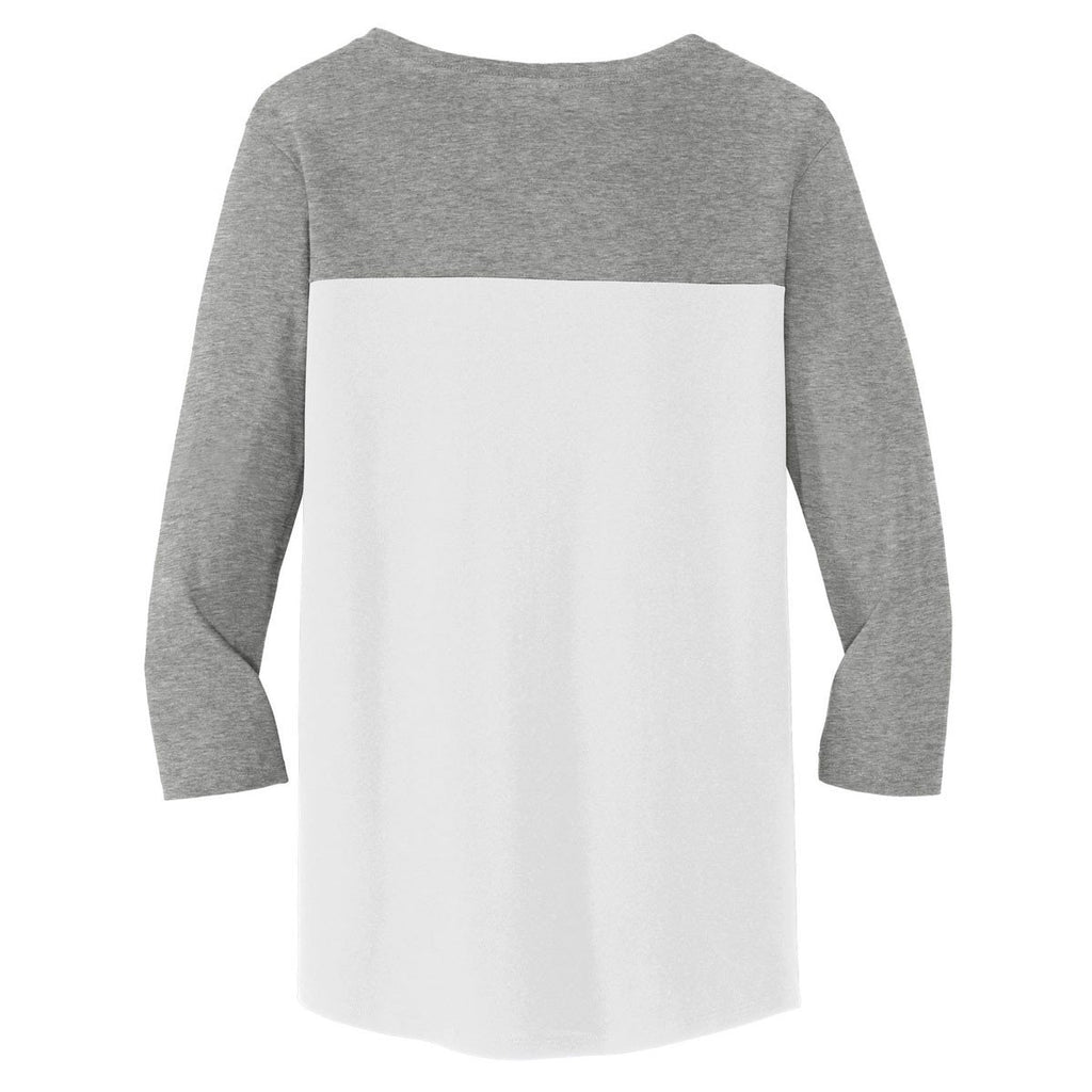 District Women's Grey Frost/White Rally 3/4-Sleeve Tee