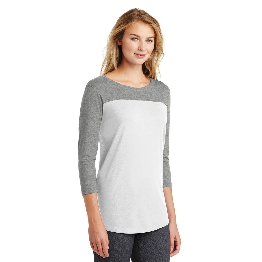 District Women's Grey Frost/White Rally 3/4-Sleeve Tee