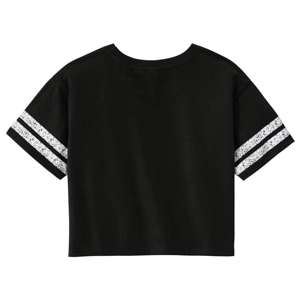 District Women's Black/White Scorecard Crop Tee