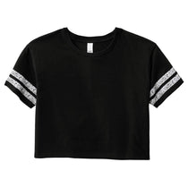 District Women's Black/White Scorecard Crop Tee