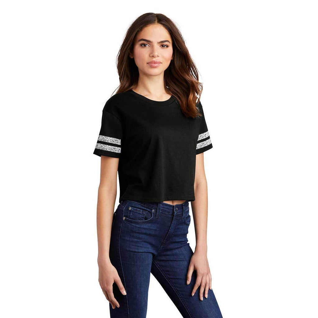 District Women's Black/White Scorecard Crop Tee