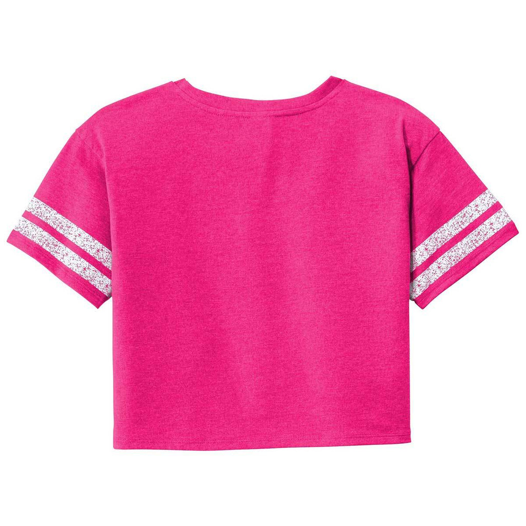 District Women's Heathered Dark Fuchsia/White Scorecard Crop Tee