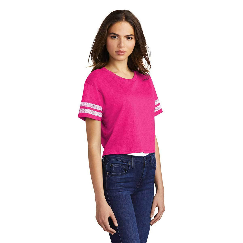 District Women's Heathered Dark Fuchsia/White Scorecard Crop Tee