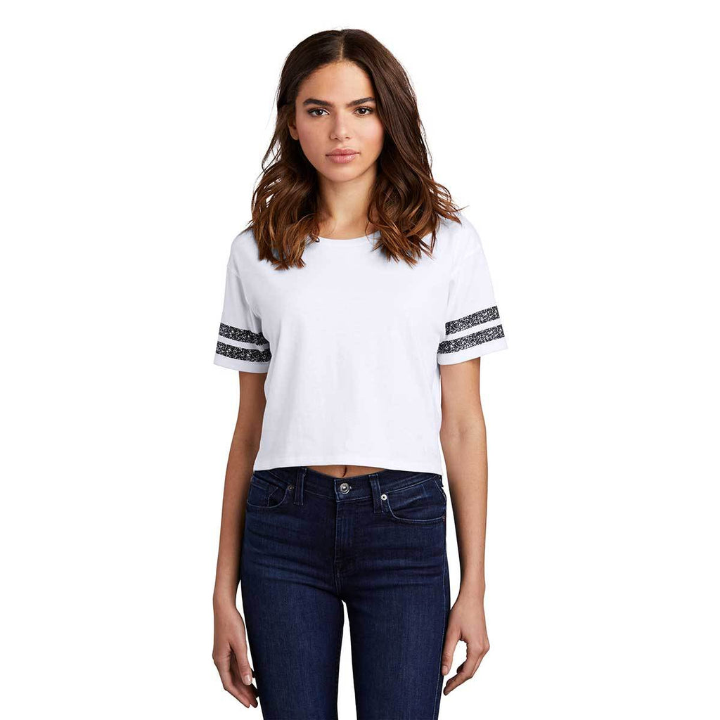 District Women's White/Black Scorecard Crop Tee