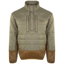 Drake Waterfowl Men's Green/Light Brown Two-Tone Double Down Quarter Zip
