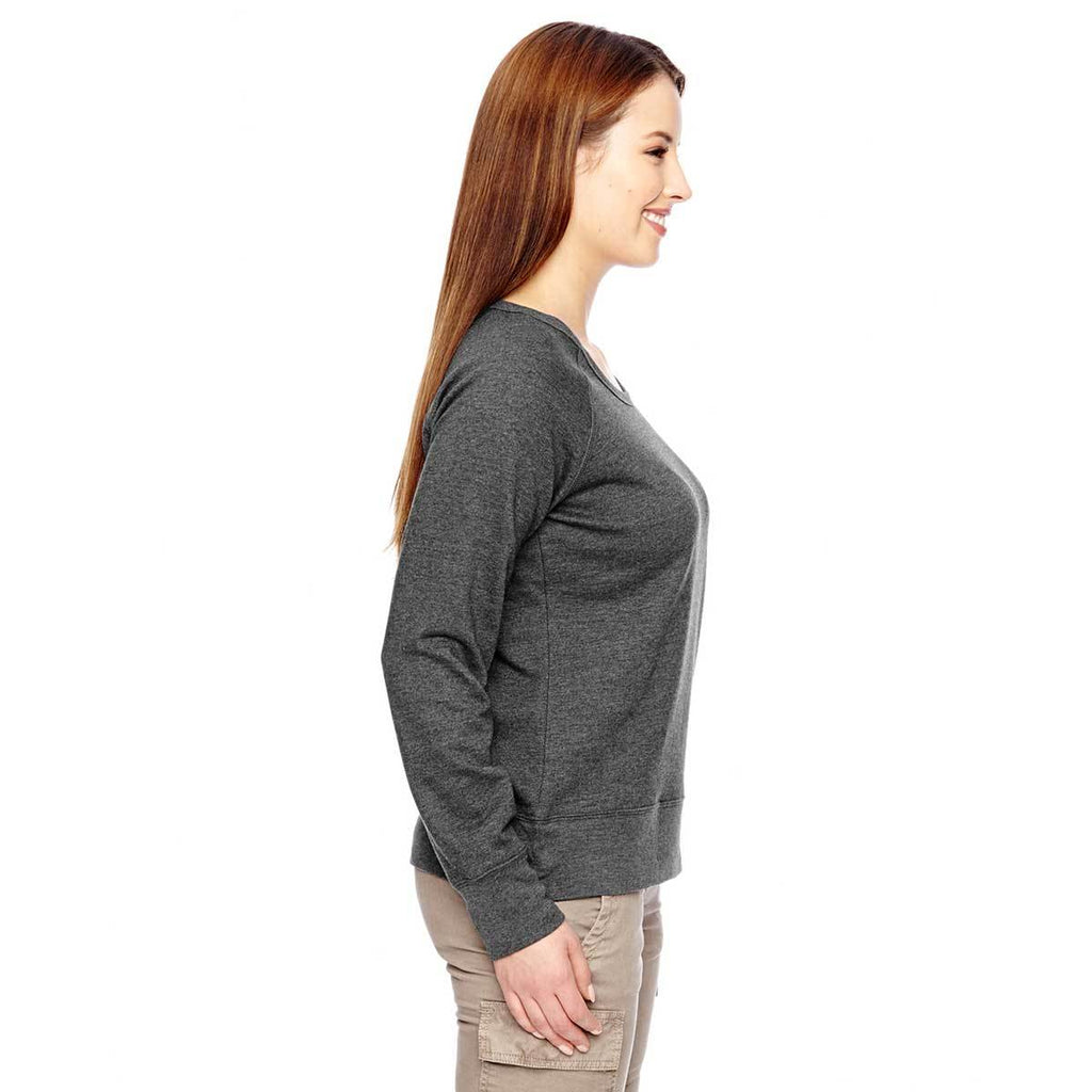 Econscious Women's Charcoal/Black Organic/Recycled Heathered Fleece Raglan Pullover