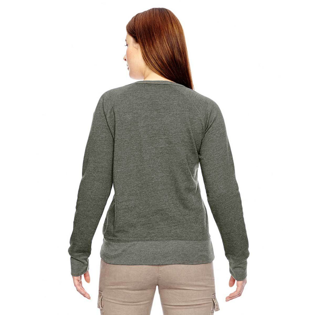 Econscious Women's Military Green Organic/Recycled Heathered Fleece Raglan Pullover