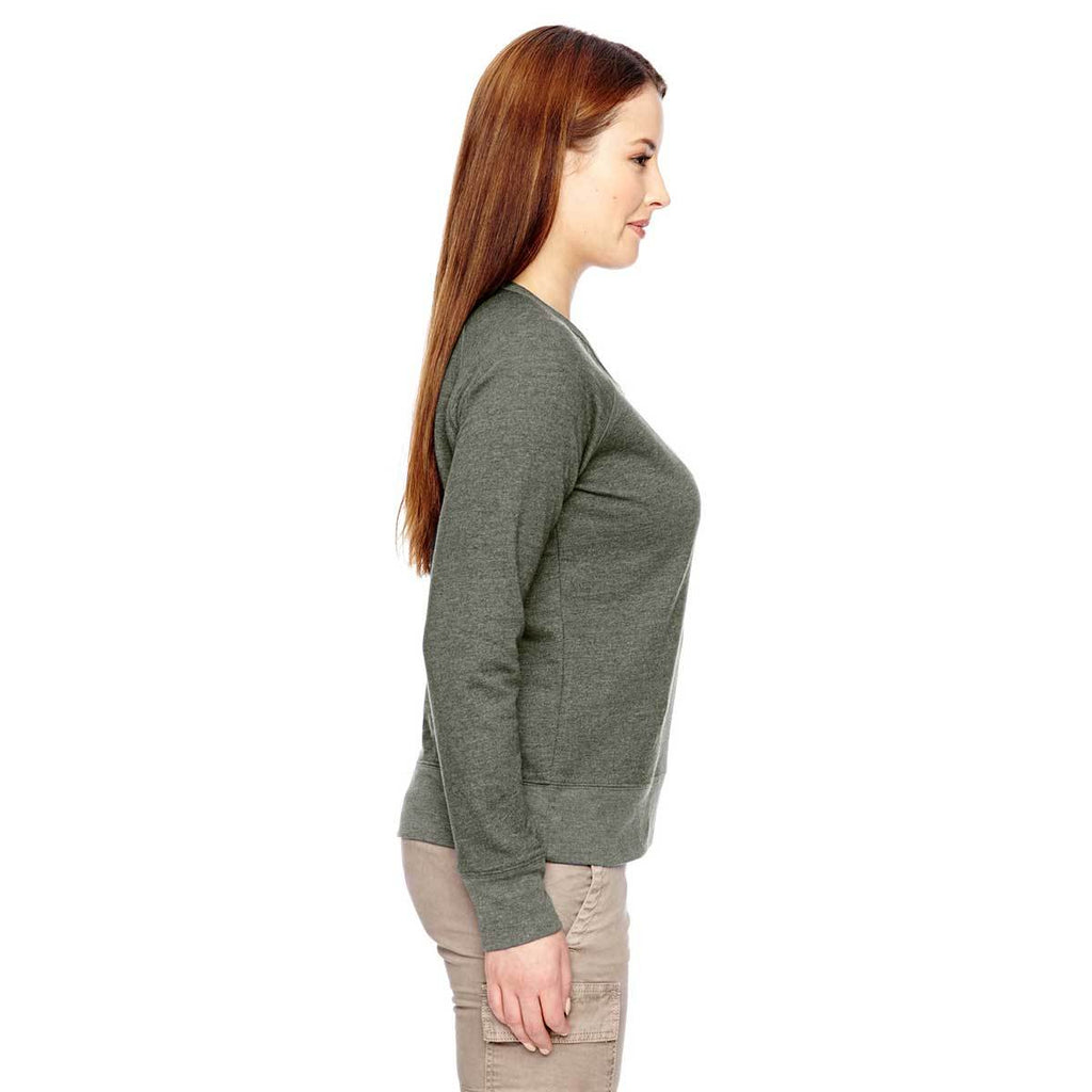 Econscious Women's Military Green Organic/Recycled Heathered Fleece Raglan Pullover