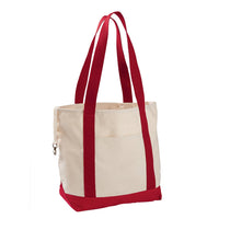 Econscious Natural/Red 12 oz Organic Cotton Canvas Boat Tote Bag