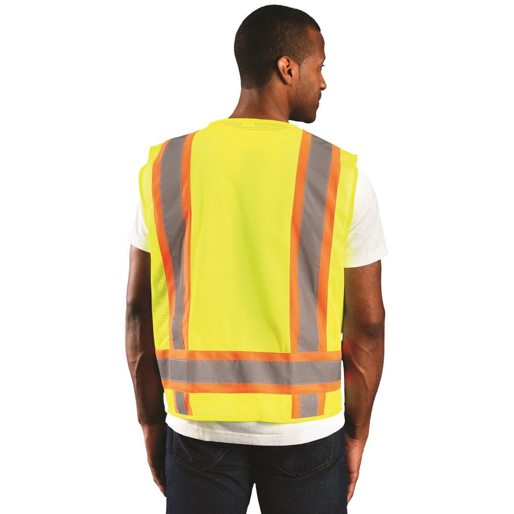 OccuNomix Men's Yellow High Visibility Two-Tone Surveyor Mesh Vest